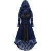ROSE GAL Womens Plus Size 2pcs Witch Halloween Costume Gothic Lace Hooded Dress(Blue_1)