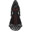 ROSE GAL Womens Plus Size 2pcs Witch Halloween Costume Gothic Lace Hooded Dress(Coffee)