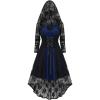 ROSE GAL Womens Plus Size 2pcs Witch Halloween Costume Gothic Lace Hooded Dress(Deep Blue)