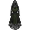 ROSE GAL Womens Plus Size 2pcs Witch Halloween Costume Gothic Lace Hooded Dress(Deep Green)
