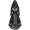 ROSE GAL Womens Plus Size 2pcs Witch Halloween Costume Gothic Lace Hooded Dress(Gray)