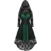 ROSE GAL Womens Plus Size 2pcs Witch Halloween Costume Gothic Lace Hooded Dress(Green)