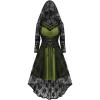 ROSE GAL Womens Plus Size 2pcs Witch Halloween Costume Gothic Lace Hooded Dress(Green_1)