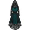 ROSE GAL Womens Plus Size 2pcs Witch Halloween Costume Gothic Lace Hooded Dress(Green_2)
