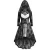 ROSE GAL Womens Plus Size 2pcs Witch Halloween Costume Gothic Lace Hooded Dress(White)