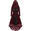 ROSE GAL Womens Plus Size 2pcs Witch Halloween Costume Gothic Lace Hooded Dress(Wine Red)