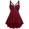 ROSE GAL Womens Plus Size Curve High Low Tank Tops Gothic Sleeveless Strap Tank Top(Red)