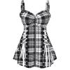 ROSE GAL Womens Plus Size Curve Lace Up Full Zipper Plaid Tank Tops Gothic Sleeveless Strap Tank Top(Black_5)