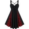 ROSE GAL Womens Plus Size Dresses Sleeveless V-Neck Gothic Vintage 50S Spaghtti Strap Swing Maxi Dress(Black_24)