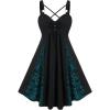 ROSE GAL Womens Plus Size Dresses Sleeveless V-Neck Gothic Vintage 50S Spaghtti Strap Swing Maxi Dress(Black_302)