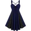 ROSE GAL Womens Plus Size Dresses Sleeveless V-Neck Gothic Vintage 50S Spaghtti Strap Swing Maxi Dress(Blue_10)