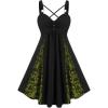 ROSE GAL Womens Plus Size Dresses Sleeveless V-Neck Gothic Vintage 50S Spaghtti Strap Swing Maxi Dress(Green_2)