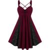 ROSE GAL Womens Plus Size Dresses Sleeveless V-Neck Gothic Vintage 50S Spaghtti Strap Swing Maxi Dress(Red_3)