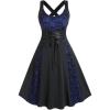 ROSE GAL Womens Plus Size Dresses Wrap V-Neck Gothic Vintage 50S Maxi Dress(Blue_10)