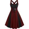 ROSE GAL Womens Plus Size Dresses Wrap V-Neck Gothic Vintage 50S Maxi Dress(Red_11)