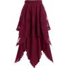 ROSE GAL Womens Plus Size Gothic Lace Overlay Layered Handkerchief Hem Flowy Maxi Skirt(Red)