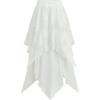 ROSE GAL Womens Plus Size Gothic Lace Overlay Layered Handkerchief Hem Flowy Maxi Skirt(White)