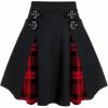 ROSE GAL Women’s Plus Size Gothic Mini Skirt High Waisted Short A-Line School Uniform Skirt(Red)