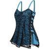 ROSE GAL Womens Plus Size Gothic Skull Lace Overlay Sleeveless Strap Tank Top(Blue)