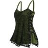 ROSE GAL Womens Plus Size Gothic Skull Lace Overlay Sleeveless Strap Tank Top(Green)