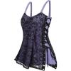 ROSE GAL Womens Plus Size Gothic Skull Lace Overlay Sleeveless Strap Tank Top(Purple)