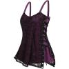 ROSE GAL Womens Plus Size Gothic Skull Lace Overlay Sleeveless Strap Tank Top(Purple_1)