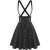 ROSE GAL Women’s Plus Size High Waist Tie Dress Gothic Lace Up Buckles Godet Hem A Line Suspender Skirt(Black-5)