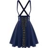 ROSE GAL Women’s Plus Size High Waist Tie Dress Gothic Lace Up Buckles Godet Hem A Line Suspender Skirt(Blue)