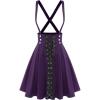 ROSE GAL Women’s Plus Size High Waist Tie Dress Gothic Lace Up Buckles Godet Hem A Line Suspender Skirt(Purple)