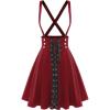 ROSE GAL Women’s Plus Size High Waist Tie Dress Gothic Lace Up Buckles Godet Hem A Line Suspender Skirt(Red)