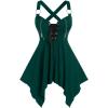 ROSE GAL Womens Plus Size Lace Up Zipper Crisscross Handkerchief Tank Top(Green)