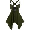 ROSE GAL Womens Plus Size Lace Up Zipper Crisscross Handkerchief Tank Top(Green_1)