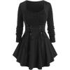 ROSE GAL Womens Plus Size Tunic Tops Fall Casual Long Sleeve T-Shirt Goth Shirt V Neck Loose Blouses Swing Tunic(Black)