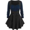 ROSE GAL Womens Plus Size Tunic Tops Fall Casual Long Sleeve T-Shirt Goth Shirt V Neck Loose Blouses Swing Tunic(Blue)