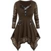 ROSE GAL Womens Plus Size Tunic Tops Fall Casual Long Sleeve T-Shirt Goth Shirt V Neck Loose Blouses Swing Tunic(Coffee)