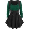 ROSE GAL Womens Plus Size Tunic Tops Fall Casual Long Sleeve T-Shirt Goth Shirt V Neck Loose Blouses Swing Tunic(Green)