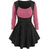 ROSE GAL Womens Plus Size Tunic Tops Fall Casual Long Sleeve T-Shirt Goth Shirt V Neck Loose Blouses Swing Tunic(Pink)