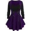 ROSE GAL Womens Plus Size Tunic Tops Fall Casual Long Sleeve T-Shirt Goth Shirt V Neck Loose Blouses Swing Tunic(Purple_1)