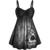 Rosegal Gothic Floral Tribal Print Empire Waist Tankini Swimsuit(Black)
