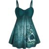 Rosegal Gothic Floral Tribal Print Empire Waist Tankini Swimsuit(Peacock Green)