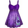 Rosegal Gothic Floral Tribal Print Empire Waist Tankini Swimsuit(Purple)