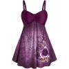 Rosegal Gothic Floral Tribal Print Empire Waist Tankini Swimsuit(Purple_10)