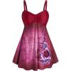 Rosegal Gothic Floral Tribal Print Empire Waist Tankini Swimsuit(Red)