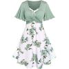 Rosegal Plus Size Women Floral Sundress Set Twisted Crop Top and Cottagecore Ruffles Floral Cami Dress(Green_1)