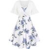 Rosegal Plus Size Women Floral Sundress Set Twisted Crop Top and Cottagecore Ruffles Floral Cami Dress(White_1)