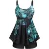 Rosegal Womens Plus Size Curve Butterfly Padded Boyleg Modest Tankini Swimsuit(Black_5)