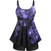 Rosegal Womens Plus Size Curve Butterfly Padded Boyleg Modest Tankini Swimsuit(Purple_1)
