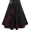 Rosegal Women’s Plus Size Gothic Mini Skirt Contrast Tape Buckled Midi High Waist Elastic A-Line Skirt(Black9)
