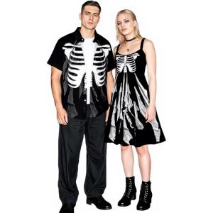 ROSE GAL Matchable Couples Hawaiian Men Shirt and Women Vintage Vintage Sleeveless Dress(Women Black_11)
