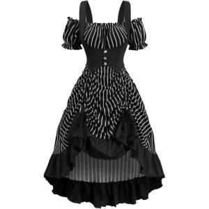 ROSE GAL Plus Size Renaissance Costume Womens Medieval Steampunk Pirate Ren Faire Dress(Black_1)